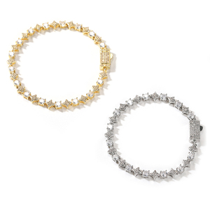 Bracciale Tennis con Mini Stella e Croce in Zirconia Cubica, Bracciale da Donna con Catena Tennis in Zirconia Cubica - Product Image 5