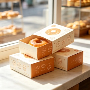 Recyclable Paper Donut Boxes Wholesale Custom Printing Disposable <b>Takeaway</b> Donut <b>Container</b> Personalized Packaging For Donut - Product Image 1