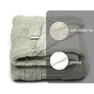 Inverno Quente Soft Rabbit <span class=keywords><strong>Fur</strong></span> e Sherpa <span class=keywords><strong>Fur</strong></span> Throw Cobertor Elétrico para Sofá-cama Sofá - Product Image 4