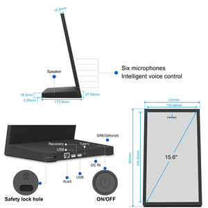 15.6 inch Android 15 Máy tính để bàn <span class=keywords><strong>kiosk</strong></span> màn hình cảm ứng 4 + 64GB NFC PoE máy tính bảng cho kỹ thuật số Bảng menu trong nhà hàng cà phê cửa hàng - Product Image 5