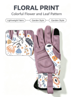 Sarung Tangan Berkebun Wanita HAIYI Fashion Bermotif Bunga, Sarung Tangan Pelindung Telapak Tangan Ungu yang Tahan Lama untuk Menanam, Memangkas, dan Perawatan Kebun