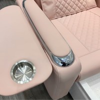 Fauteuil de pédicure spa électrique de luxe rose avec bassin LED, jets de massage et station VIP inclinable électrique