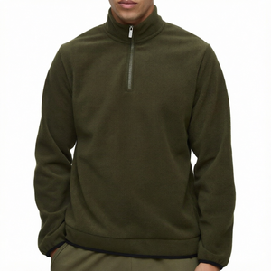 <b>Men's</b> Fleece Half Zip <b>Sweatshirt</b> Pullover Knitted Regular Fit Solid Color Outdoor Casual Wear - Product Image 1