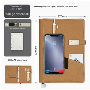 Set de Libreta Creativa Multifuncional para Conferencias de Negocios, con Banco de Energía Portátil, Personalizable con Impresión UV de Marca - Product Image 6