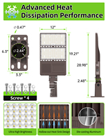 Lampadaire extérieur en stock aux États-Unis 150W 200W 240W 320W 400W 500W, luminaire de route industriel LED pour parking et éclairage intelligent des rues