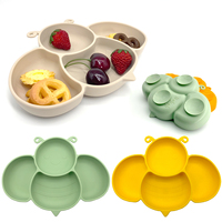 Vaisselle BHD souple et sans BPA-Ensemble d'assiettes en silicone pour bébé avec honeycombbibbowlsiliconelong et fourchette courte Spoonstr