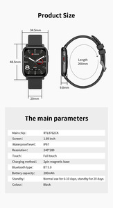 Đồng hồ thông minh Curren S1 mới theo dõi nhịp tim huyết áp theo dõi oxy máu đa chức năng nhắc nhở theo dõi giấc ngủ - Product Image 5