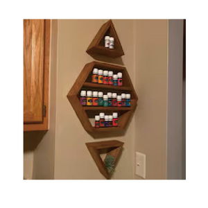 Étagère pour huiles essentielles en forme de diamant Étagère de <span class=keywords><strong>rangement</strong></span> en bois Étagères murales en bois rustiques - Product Image 6