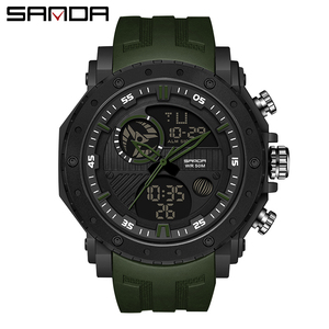 Reloj de Pulsera Digital de Cuarzo para Hombre SANDA 6012, Reloj Deportivo con Doble Pantalla, Fecha, Semana, Resistente al Agua, Reloj Electrónico - Product Image 4