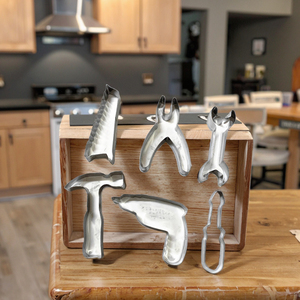 6 pièces ensemble de moules de cuisson en acier inoxydable <span class=keywords><strong>emporte</strong></span>-pièces outil de réparation forme marteau clé <span class=keywords><strong>pince</strong></span> Biscuit moules pour la maison - Product Image 1