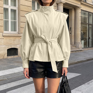 Custom OEM ODM Women <strong>Trench</strong> <strong>Coat</strong> Manufacturer Private Label Stand Collar Belted Loose Fit Midi Overcoat Autumn Winter Wholesale - Product Image 4