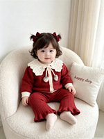 Ensemble de vêtements tricotés mignons pour filles d'hiver, pull chaud à fleurs pour enfants, sweat-shirt, pantalon long, ensemble de vêtements deux pièces