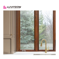 Ventanas Abatibles de Aluminio Revestidas de Madera de Roble Californiano Americano con Manivela y Nuevo Diseño