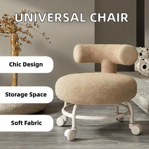 Petit ménage universel tissu <span class=keywords><strong>chaise</strong></span> d'apprentissage roue de poulie paresseuse pour beauté couture patinage à roulettes petit tabouret fonction de stockage - Product Image 2
