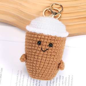 Sevimli Amigurumi Tığ İşi Kahve Fincanı Anahtarlık Oyuncak El Yapımı Toptan Komik İplik Örgü Bebek Çanta Süsü Kolye Anahtarlık Hediye - Product Image 3