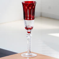 Edo Kiriko Verres à pied Gobelet en verre à vin rouge Flûtes à champagne en verre multicolores faites à la main 140ml pour fête, bar, mariage