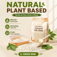 Litière pour chat en manioc biodégradable, agglomération rapide, haute absorption, à base végétale, OEM ODM