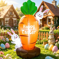 Décorations de jardin pour Pâques, accessoires pour fête, carottes gonflables, lapins, figurines gonflables lumineuses à LED