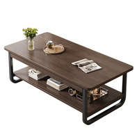 Table basse pour la maison, style minimaliste, rectangulaire, basse, en bois et métal, multifonctionnelle, avec rangement compact, idéale pour les petits salons