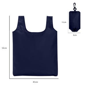 Sac de courses pliable personnalisé en tissu nylon réutilisable, biodégradable, avec logo, motif lettres et longue corde à bandoulière - Product Image 2