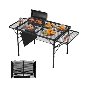 Bolsa de malla de parrilla plegable ajustable de altura de mesa portátil para exteriores de 3x2 pies, paneles negros de 2 alas para uso en la playa para acampar - Product Image 1