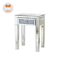 Tables d'extrémité miroir populaires à bas prix avec un tiroir avec de faux diamants