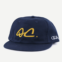 Casquette Snapback Vintage Bleu Marine Qianzun Manufacturers, en Coton, à 5 Panneaux, Broderie Chaîne, Non Structurée, Visière Plate