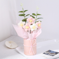 Bouquet de fleurs artificielles tricotées à la main, style panier, petite composition, cadeau transfrontalier, souvenir, vente en gros