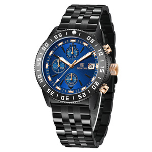 Benyar Men's Watch 42mm Round Dial Chronograph Quartz Stainless Steel Strap Waterproof Luminous Date Calendar - Product Image 5