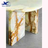Table à café de luxe en marbre Onyx vert Nature poli Finition de surface Forme de conception moderne