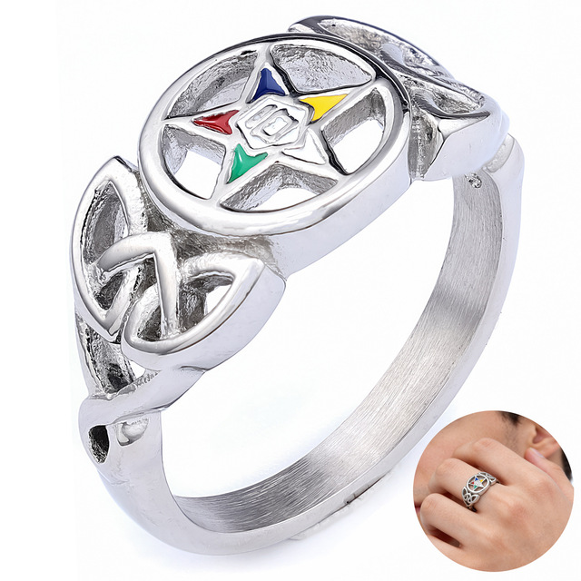 New Nordic Mythology Pentagram Warrior Men's Tungsten Ring with Ornate Emblem Runes and Epoxy Glue Inlay