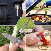 Couteau de poche pliant personnalisable en acier 3Cr13 à pointe tombante avec manche en bois et bouton poussoir, multifonctionnel pour le camping, OEM