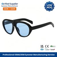 Lunettes de soleil pilote épaisses et audacieuses en gros, monture PC robuste à dessus plat, protection UV