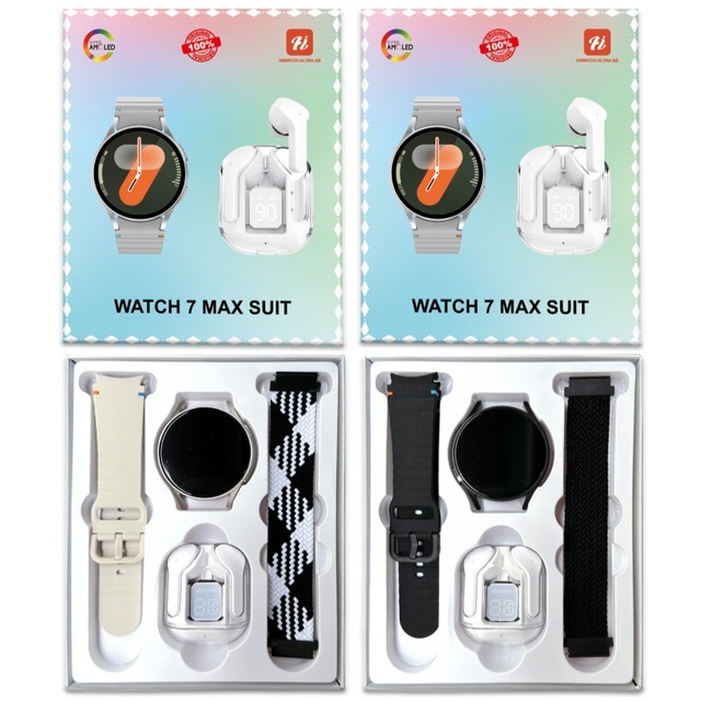 2 Straps Round Screen Smartwatch Reloj Connected Smart Watch Connectee Montre Intelligentes with Earbuds 2 in 1