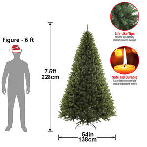 Arbre de noël artificiel de 7,5 pieds, arbres de noël complets, branches vertes <span class=keywords><strong>2</strong></span>,070, charnières métalliques - Product Image 6