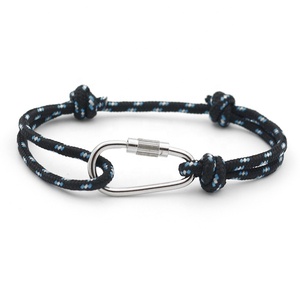 Bracelet en corde de nylon avec crochet d'ancrage personnalisé de haute qualité, bracelet à mousqueton fait à la main, bracelets en corde de nylon énergétiques à la vente - Product Image 3
