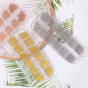 Mini pequeño 3D <span class=keywords><strong>de</strong></span> acero inoxidable <span class=keywords><strong>Caviar</strong></span> Beads Nail Art Decoraciones Silver Rose Gold Charm Gel Polish Tips - Product Image 5