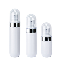 Flacon de lotion, d'essence ou de crème pour soins de la peau en PET blanc rond avec bouchon, 40 ml, 60 ml, 80 ml, avec côté doré ou argenté