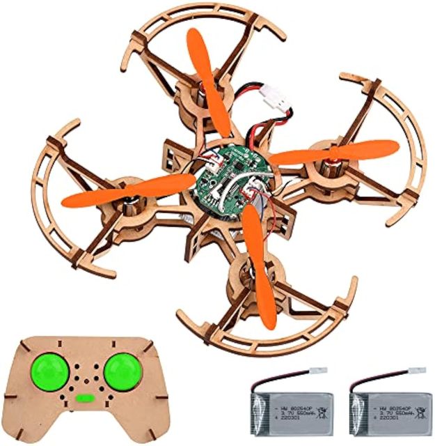 Mini Wooden Drone RC Quadcopter Building Kits for Kids or Beginner,School Educational Science Kits Remote Control