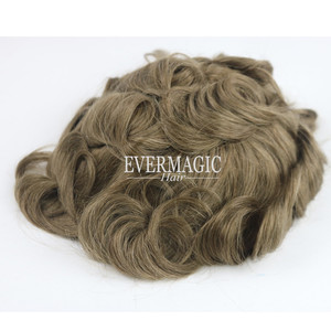 Base de Encaje Suizo Completo 18 #   Peluca de Cabello Humano Virgen 100% <span class=keywords><strong>Color</strong></span> <span class=keywords><strong>Rubio</strong></span> <span class=keywords><strong>Ceniza</strong></span> Oscuro de 28MM, Reemplazo de Cabello <span class=keywords><strong>para</strong></span> Hombres con Pérdida de Cabello - Product Image 5