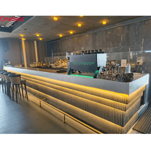 Comptoir de bar modulaire <span class=keywords><strong>LED</strong></span> lumineux et étanche en Corian blanc, surface solide, mobilier de bar en pierre illuminé - Product Image 1