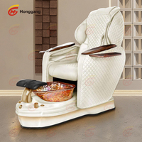 Fauteuil de pédicure électrique de luxe moderne pour salon de manucure, avec fonction de massage et de relaxation lumineuse, et pompe de drainage