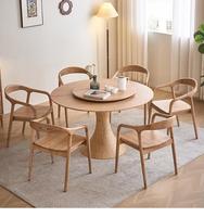 Runder Esstisch aus weißem Eschenholz Kleine Wohnung Retro Einfacher Heimgebrauch Kleiner Bund-Plattenspieler Massivholz Runder Tisch