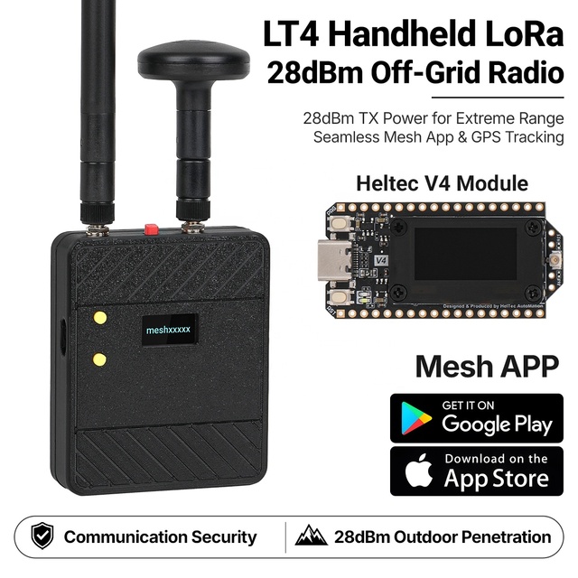 Mesh Node Pocket Radio Built in Heltec V4 LoRa Module Board with GPS Antenna Flashing Meshcore or Meshtastic