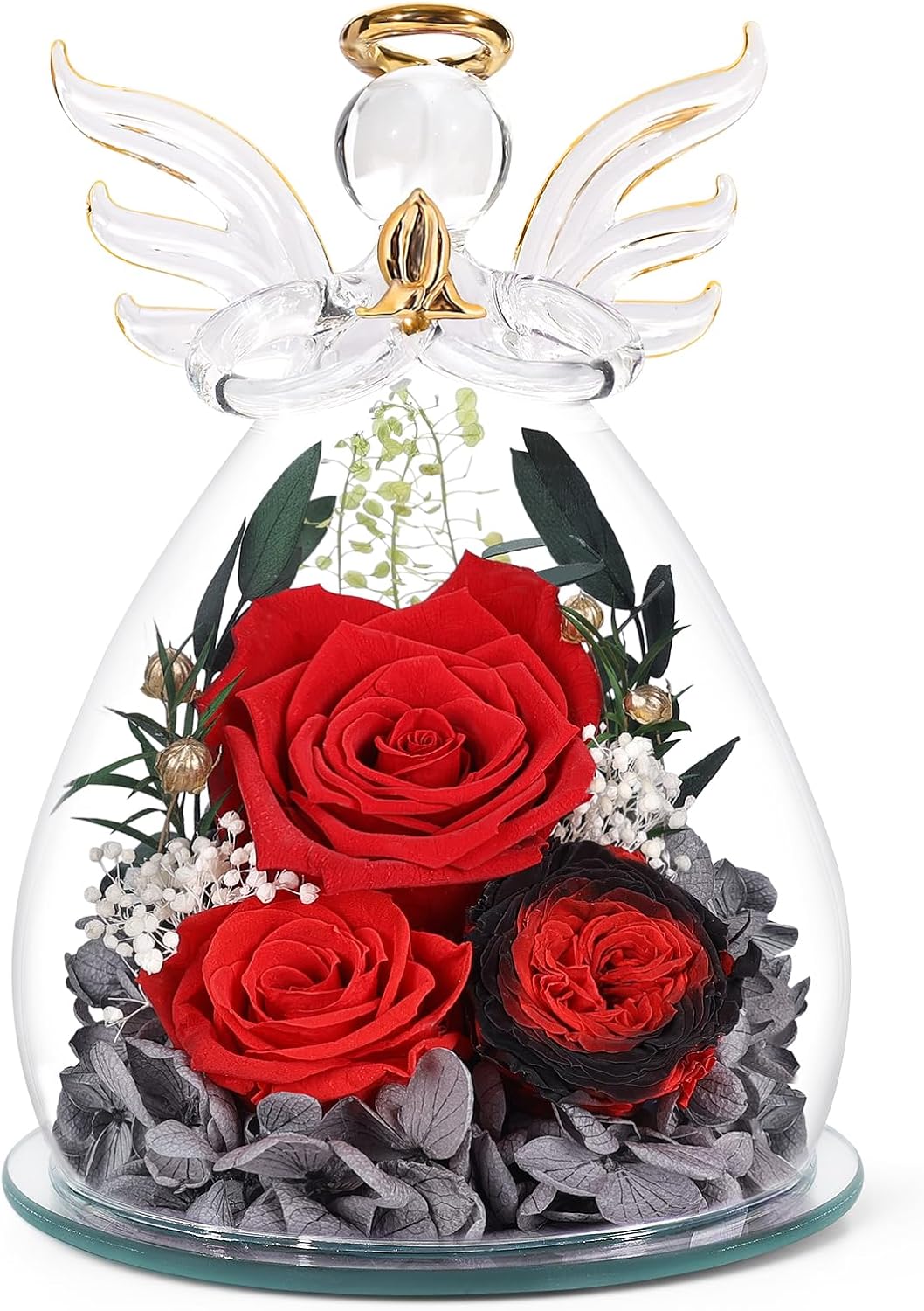 Rojo intenso-rosa-austin-bebé aliento-hortensia