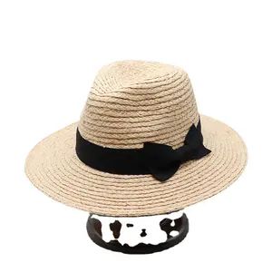 Plegable señora adulto protección solar sombreros de paja verano playa paja sombrero de vaquero mujeres