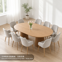 Table à manger extensible de taille personnalisable, finition naturelle, structure en bois massif, structure stable, best-seller
