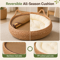 Coussin pour chat tressé écologique et respirant, semi-fermé, en herbe naturelle, coton PP et bambou, toutes saisons, tapis d'été 35-48cm