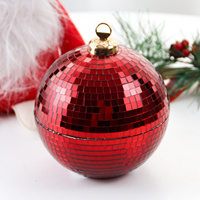 Miroir suspendu boule Disco pour les fêtes des années 70 DJ Club scène décor de mariage 10cm argent rouge miroir en verre réfléchissant boule de noël