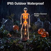 Lámpara Solar de Halloween para Exteriores, Diseño de Esqueleto, IP65 Impermeable, LED Multicolor, 68 cm, Lámpara de Jardín